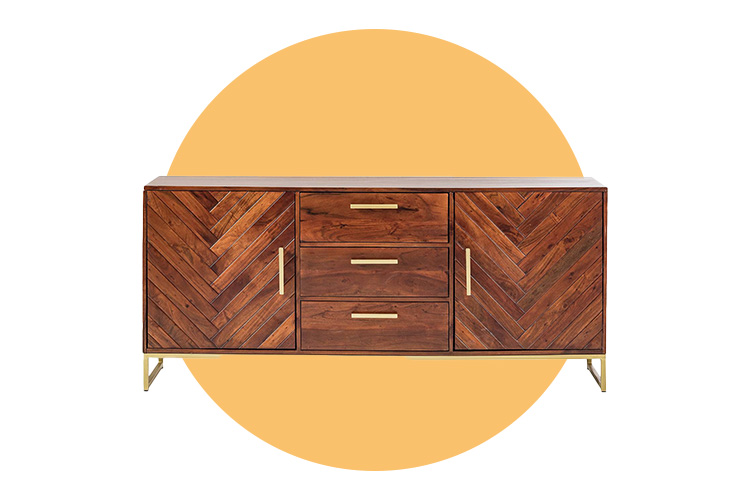Sideboard Loga mit Details aus goldenem Metall