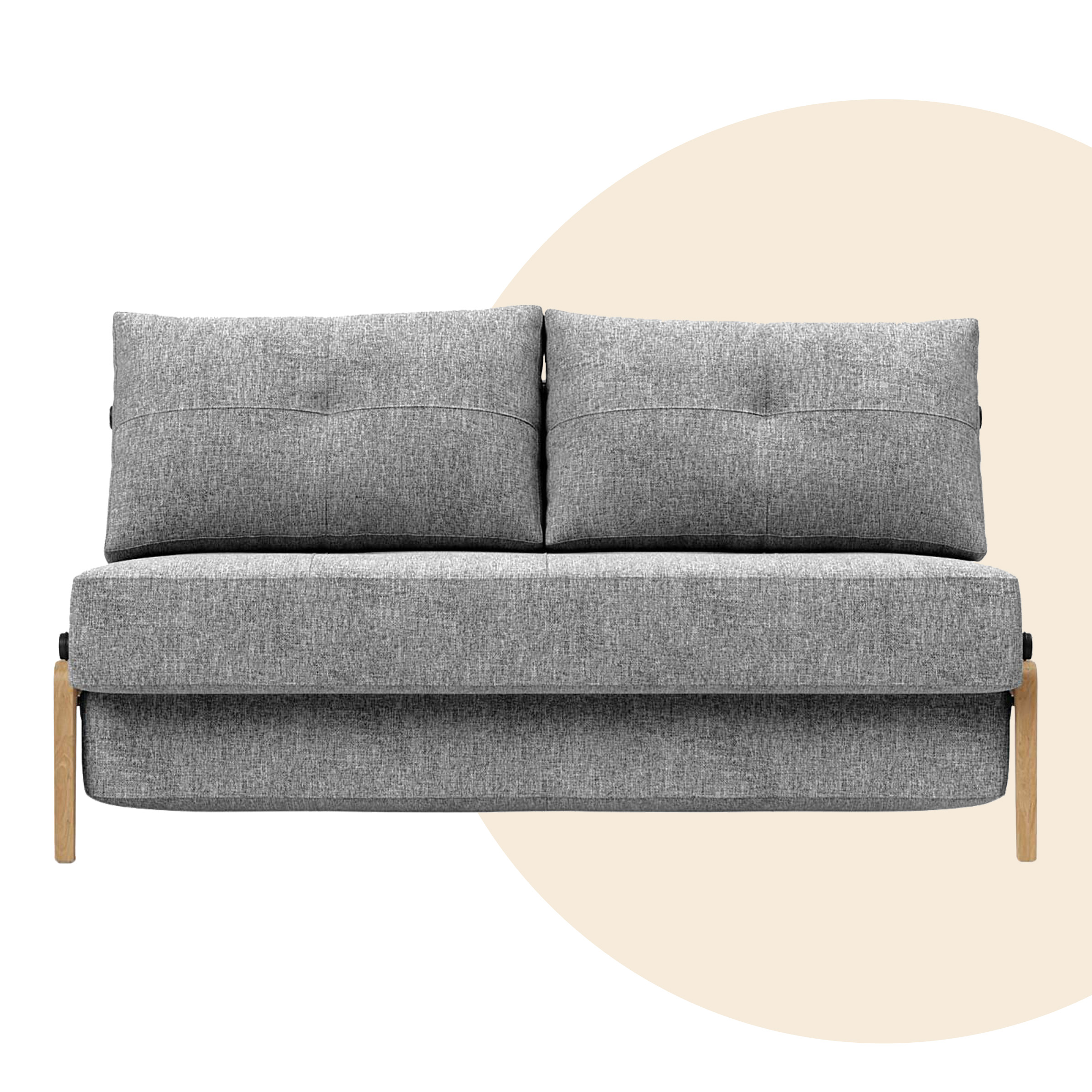 Dunkelgraues Schlafsofa mit Holzbeinen