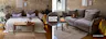 Wohnzimmer im Altbaustil mit einem ausgeklappten Sofa für Übernachtungsbesuch, dazu Decken und Dekoration wie Kerzen und Zimmerpflanzen.