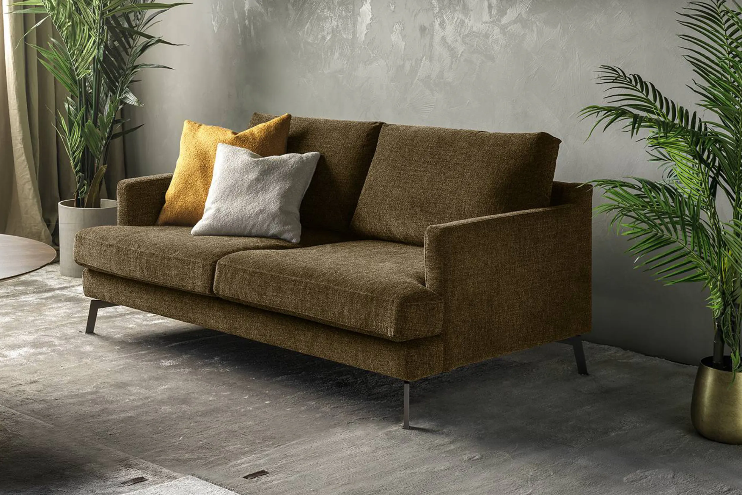 Grünes 2,5-Sitzer-Sofa mit Kaltschaumpolsterung