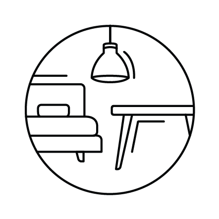 Icon von einer Inneneinrichtung als Symbol für unsere home24 Showrooms.