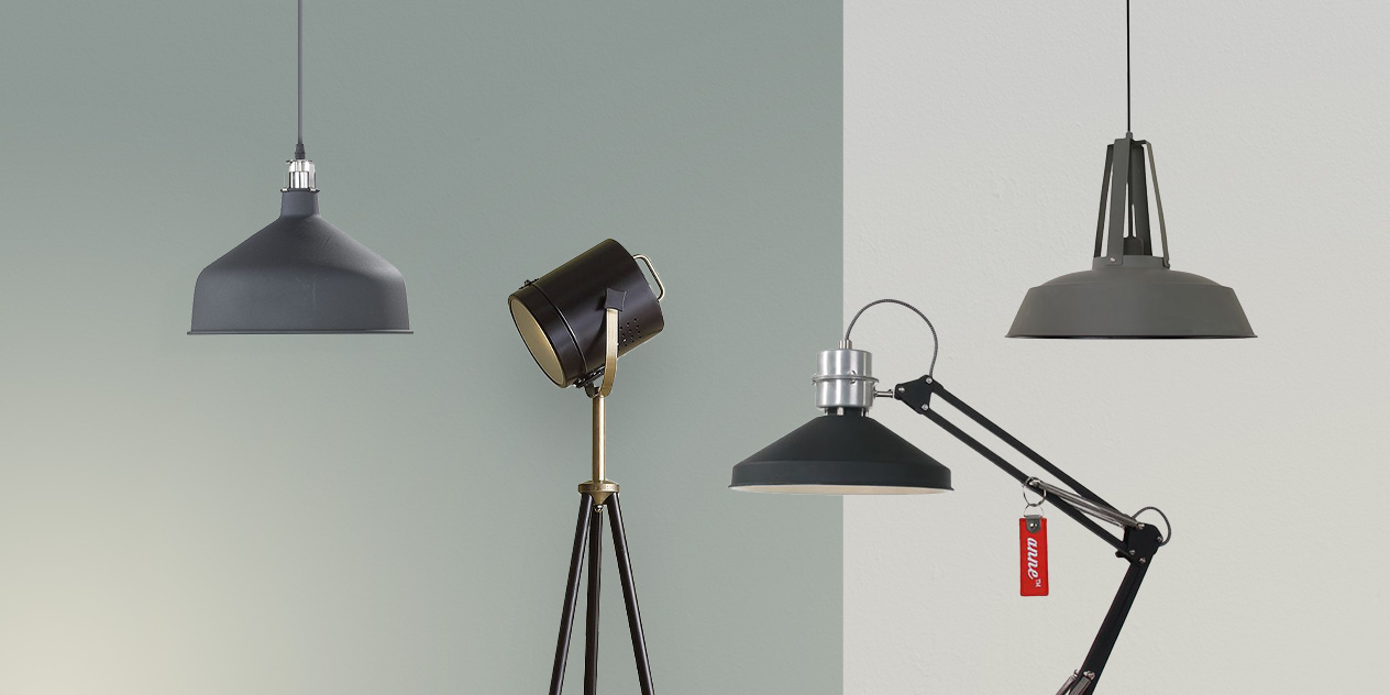 Lampe Suspendue Industrielle Vintage - Argenté - Câblé Avec Interrupteur Mural