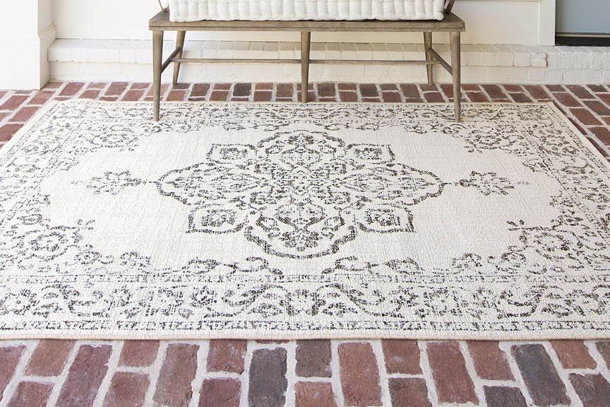 Licht outdoor-vloerkleed met vrolijk patroon