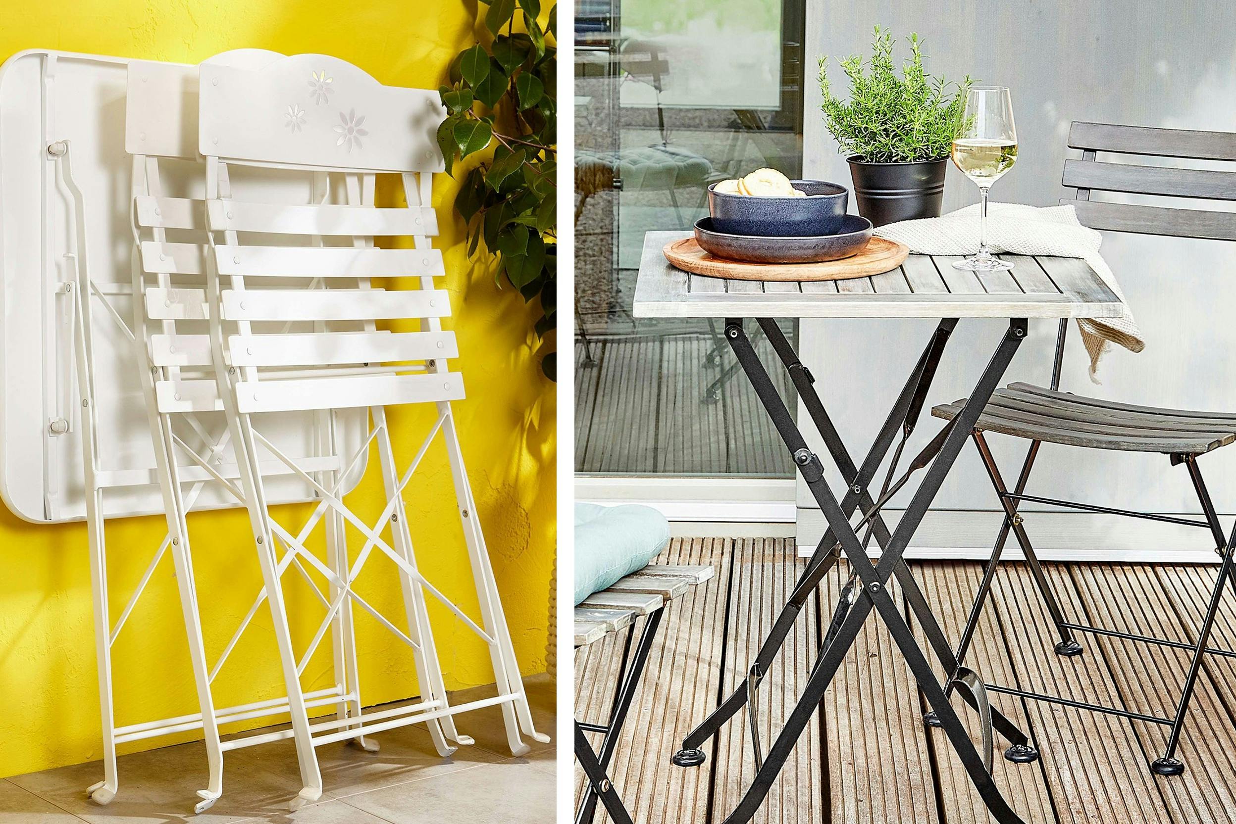 Klappbare Tische und Stühle für kleinen Balkon