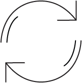 Icon von kreisförmig angeordneten Pfeilen als Symbol für gratis Retouren.