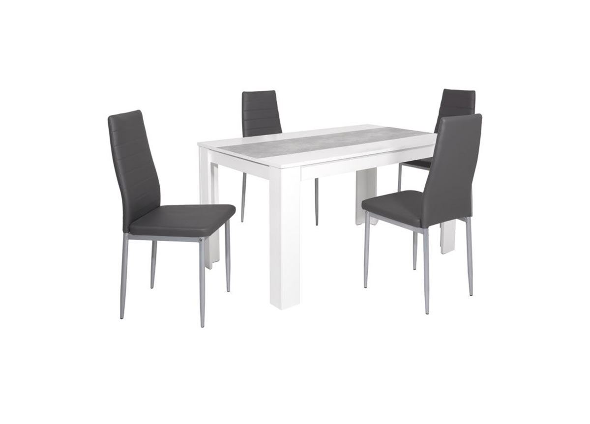 5pcs dining set metal table & 4 chaises cuisine petit-déjeuner meubles noir